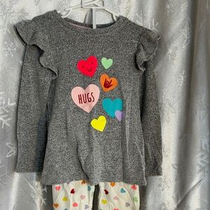 Cat&Jack long sleeve coordinating set, 4T, Hearts
